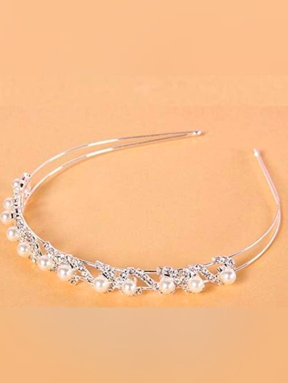 Faux Pearl & Crystal Silver Headband - Elegant Women’s Hair Accessory BNIB